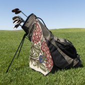 カーネーションフラワータイルアンティーク素朴アート ゴルフタオル (グリーン)