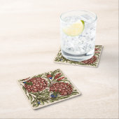 カーネーションフラワータイルアンティーク素朴アート スクエアペーパーコースター (インサイチュ)