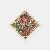 カーネーションフラワータイルアンティーク素朴アート スタンダードカクテルナプキン (角)