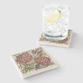 カーネーションフラワータイルアンティーク素朴アート ストーンコースター (横)