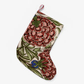 カーネーションフラワータイルアンティーク素朴アート スモールクリスマスストッキング (正面 (吊り時))
