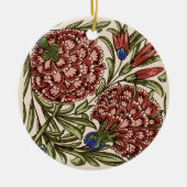 カーネーションフラワータイルアンティーク素朴アート セラミックオーナメント (正面)