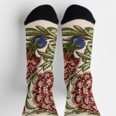 カーネーションフラワータイルアンティーク素朴アート ソックス (上部)