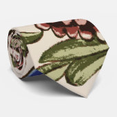 カーネーションフラワータイルアンティーク素朴アート ネクタイ (ロール)