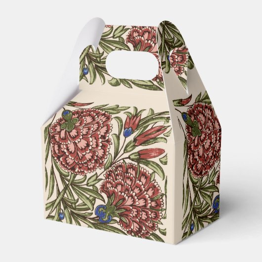 カーネーションフラワータイルアンティーク素朴アート フェイバーボックス (正面サイド)