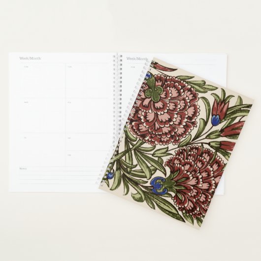 カーネーションフラワータイルアンティーク素朴アート プランナー手帳 (ディスプレー)
