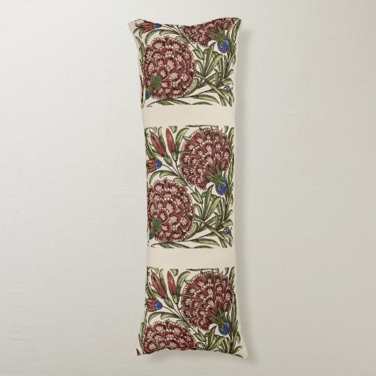 カーネーションフラワータイルアンティーク素朴アート ボディピロー (正面縦)