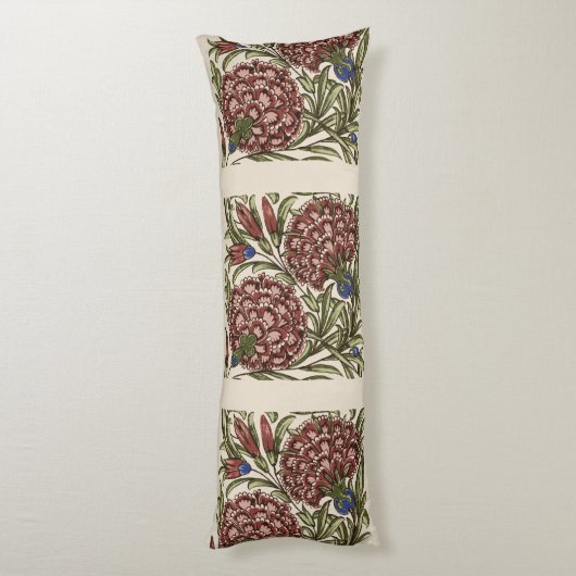 カーネーションフラワータイルアンティーク素朴アート ボディピロー (裏面 (縦))