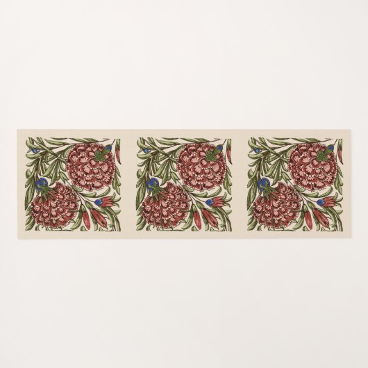 カーネーションフラワータイルアンティーク素朴アート ヨガマット (裏面(横))