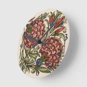 カーネーションフラワータイルアンティーク素朴アート ラウンド壁時計 (傾斜)