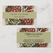 カーネーションフラワータイルアンティーク素朴アート 名刺 (正面/裏面)
