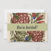 カーネーションフラワータイルアンティーク素朴アート 招待状 (正面)