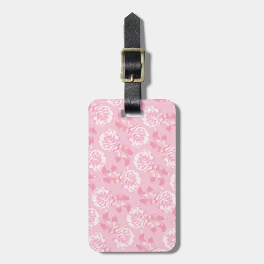 カーネーションフローラダマスクピンク白idラゲッジタグ ラゲッジタグ (正面縦)