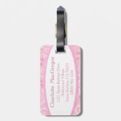 カーネーションフローラダマスクピンク白idラゲッジタグ ラゲッジタグ (裏面縦)