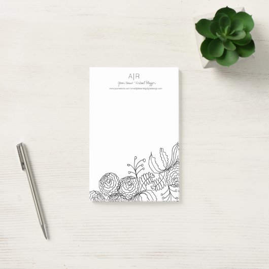 カーネーションフローラ植物花線芸術 ポストイット (オフィス)