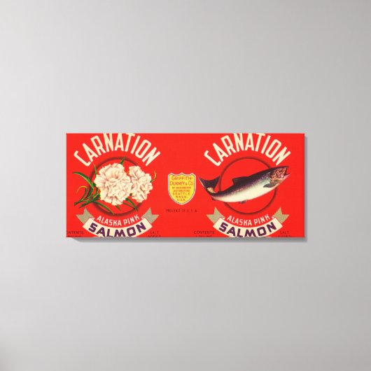 カーネーションブランドサーモンラベル – ワシントン州シアトル キャンバスプリント (正面)