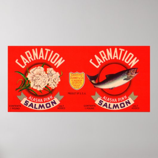 カーネーションブランドサーモンラベル – ワシントン州シアトル ポスター (正面)