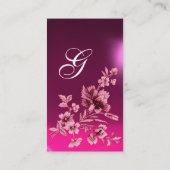 カーネーションモノグラム付きピンク紫色の花束 名刺 (裏面)