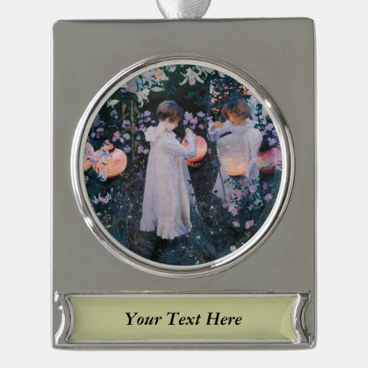 カーネーションリリリーバラジョンシンガーサーゲントアート シルバープレートバナーオーナメント (正面)