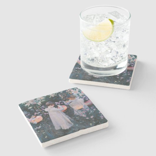 カーネーションリリリーバラジョンシンガーサーゲントアート ストーンコースター (横)