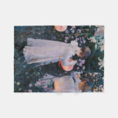 カーネーションリリリーバラジョンシンガーサーゲントアート フリースブランケット (正面(横))