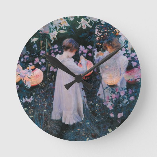 カーネーションリリリーバラジョンシンガーサーゲントアート ラウンド壁時計 (正面)