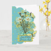 カーネーション付き夏のカラーバースデーカードおばさん カード (黄色い花)