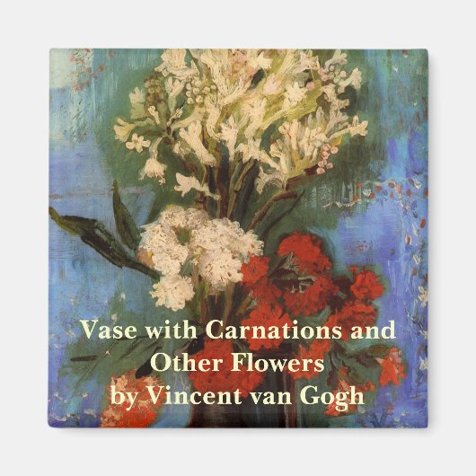 カーネーション付き花瓶by Vincent vanゴッホ マグネット (正面)