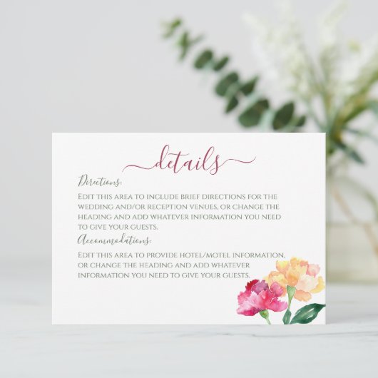 カーネーション忘れとメノッツ結婚の詳細 エンクロージャーカード (スタンド正面)