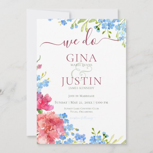 カーネーション忘れ&メノッツ結婚式招待状 招待状 (正面)