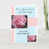 カーネーション息子と妻パーソナライズされた記念日 カード (正面)