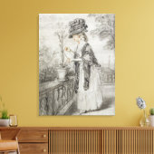 カーネーション植物の世話をするテラスの女性(黒) キャンバスプリント (インサイチュ (リビング))