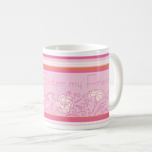 カーネーション花オレンジとピンクのマグカップ コーヒーマグカップ (正面右)