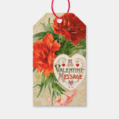 カーネーション花ヴィンテージバレンタインデー ギフトタグ (正面)