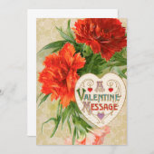 カーネーション花ヴィンテージバレンタインデー シーズンカード (正面/裏面)