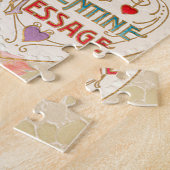 カーネーション花ヴィンテージバレンタインデー ジグソーパズル (側面)