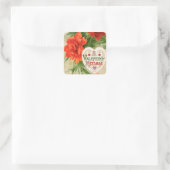 カーネーション花ヴィンテージバレンタインデー スクエアシール (バッグ)