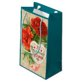 カーネーション花ヴィンテージバレンタインデー スモールペーパーバッグ (裏面アングル)