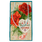 カーネーション花ヴィンテージバレンタインデー スモールペーパーバッグ (正面)