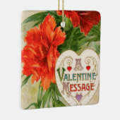 カーネーション花ヴィンテージバレンタインデー セラミックオーナメント (右)