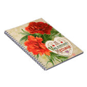 カーネーション花ヴィンテージバレンタインデー ノートブック (右側)