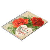 カーネーション花ヴィンテージバレンタインデー ノートブック (左側)