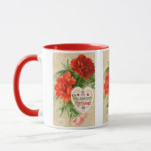 カーネーション花ヴィンテージバレンタインデー マグカップ (左)