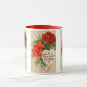 カーネーション花ヴィンテージバレンタインデー マグカップ (中央)