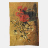 カーネーション赤と白バイビンセント・ヴァン・ゴッホ キッチンタオル (縦)