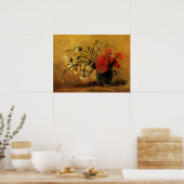 カーネーション赤と白バイビンセント・ヴァン・ゴッホ ポスター (キッチン)