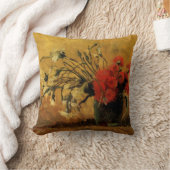 カーネーション赤と白付き花瓶ファンゴッホ クッション (ブランケット)