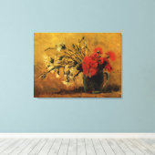 カーネーション赤と白付き花瓶 キャンバスプリント (インサイチュ (ウッドフロア))