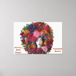 カーネーション開花の冬の恵み： 1月のキャンバス キャンバスプリント