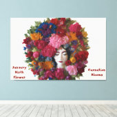 カーネーション開花の冬の恵み: 1月のキャンバス キャンバスプリント (インサイチュ (ウッドフロア))